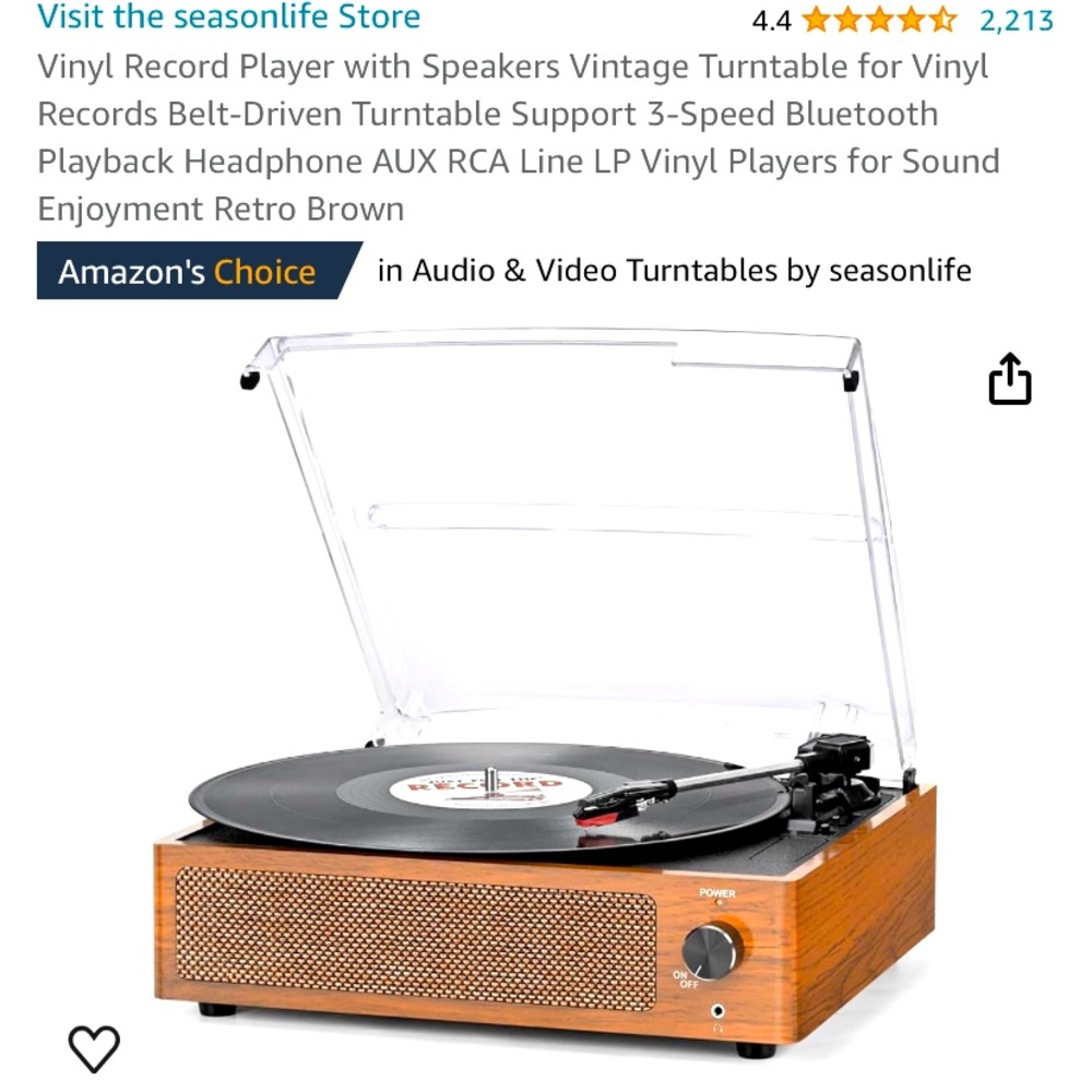 Vinyl Record Player with Speakers Vintage Turntable